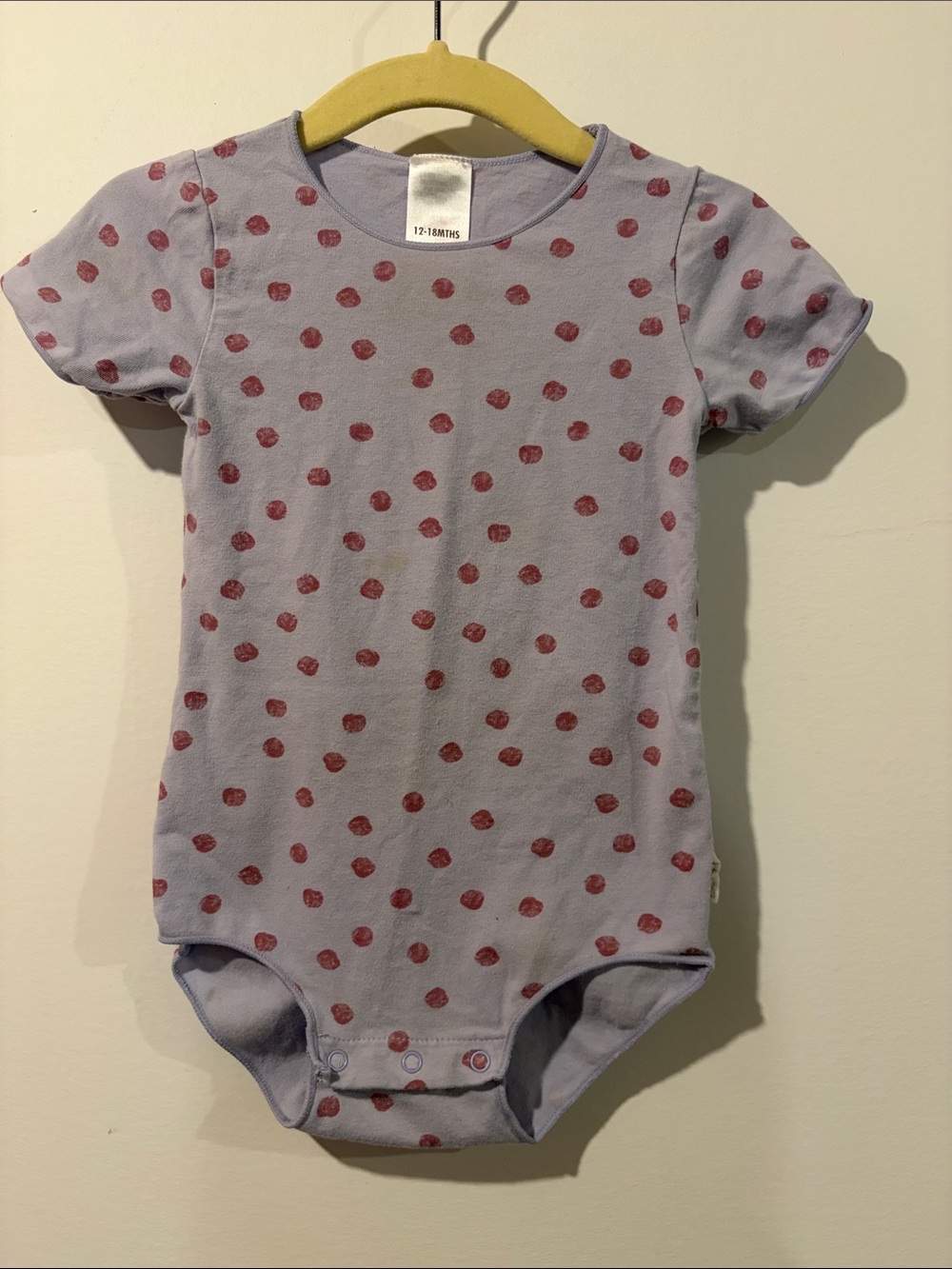 BONDS Poka Dot Short Sleeve One-Piece Bodysuit - Lavender 12-18 Months